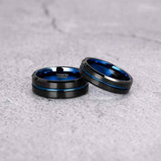 Black $ Blue Tungsten Unisex Wedding Band-Evani Naomi Jewelry