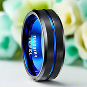 Black $ Blue Tungsten Unisex Wedding Band-Evani Naomi Jewelry