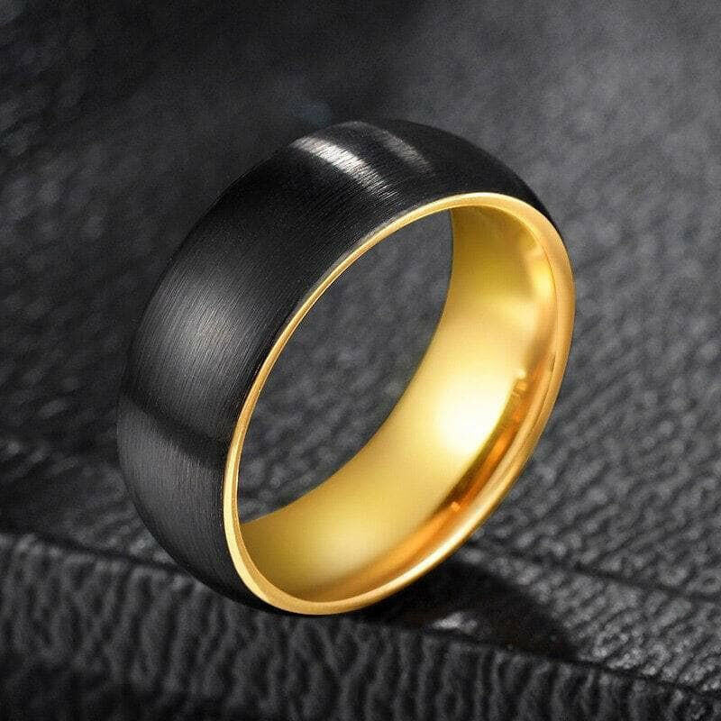 Black Brushed Beveled Edge Tungsten Men's Wedding Band-Evani Naomi Jewelry