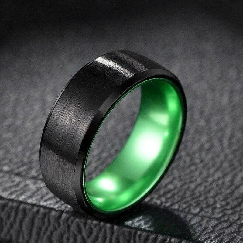 Black Brushed Beveled Edge Tungsten Men's Wedding Band-Evani Naomi Jewelry
