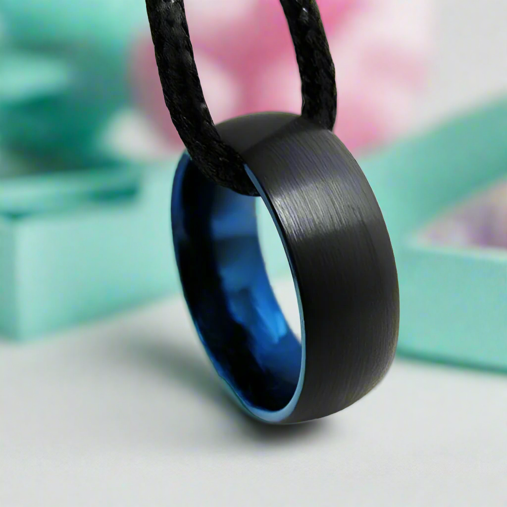 Black Brushed Dome Tungsten Men's Wedding Band-Evani Naomi Jewelry