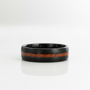 Black Brushed Unisex Tungsten Wedding Band with Wood Inlay - Evani Naomi Jewelry