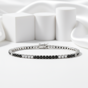 Black & Clear Diamond Tennis Bracelet-Evani Jewelry