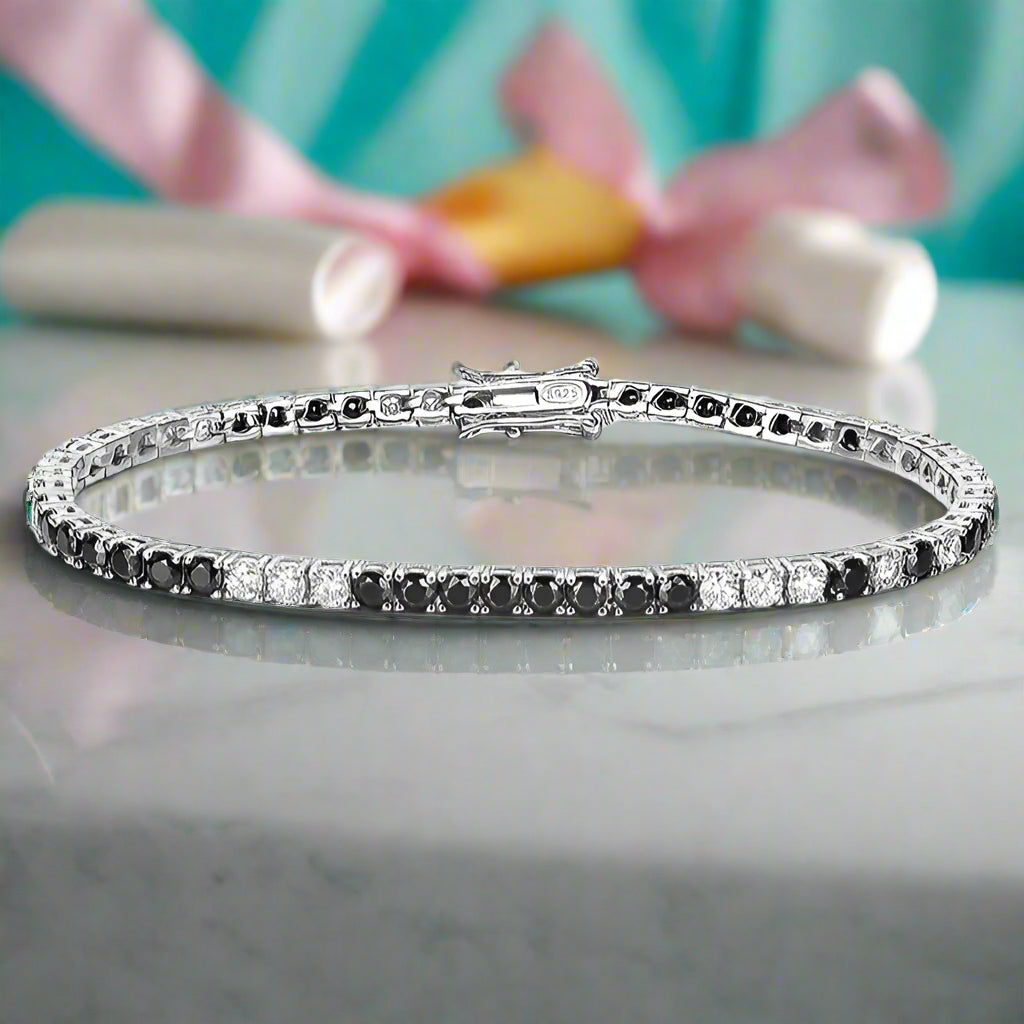 Black & Clear Diamond Tennis Bracelet-Evani Naomi Jewelry