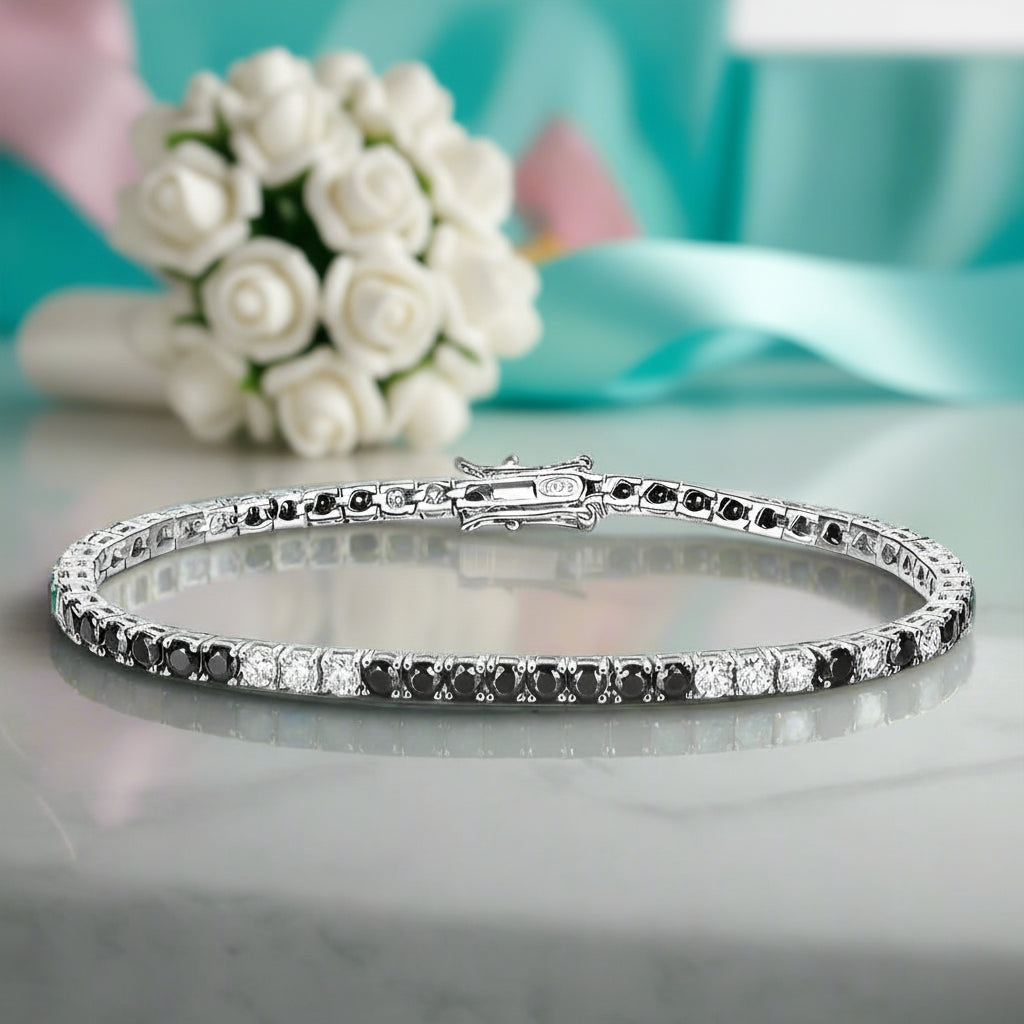 Black & Clear Diamond Tennis Bracelet-Evani Jewelry
