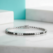 Black & Clear Diamond Tennis Bracelet-Evani Jewelry