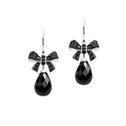 Black Diamond Bow Knot Water Drop Earrings-Evani Naomi Jewelry