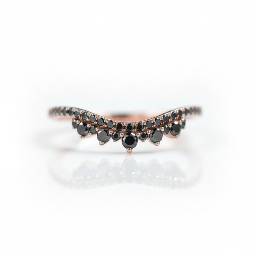 Black Diamond OptionStackable Rose Gold Wedding Band - Evani Naomi Jewelry