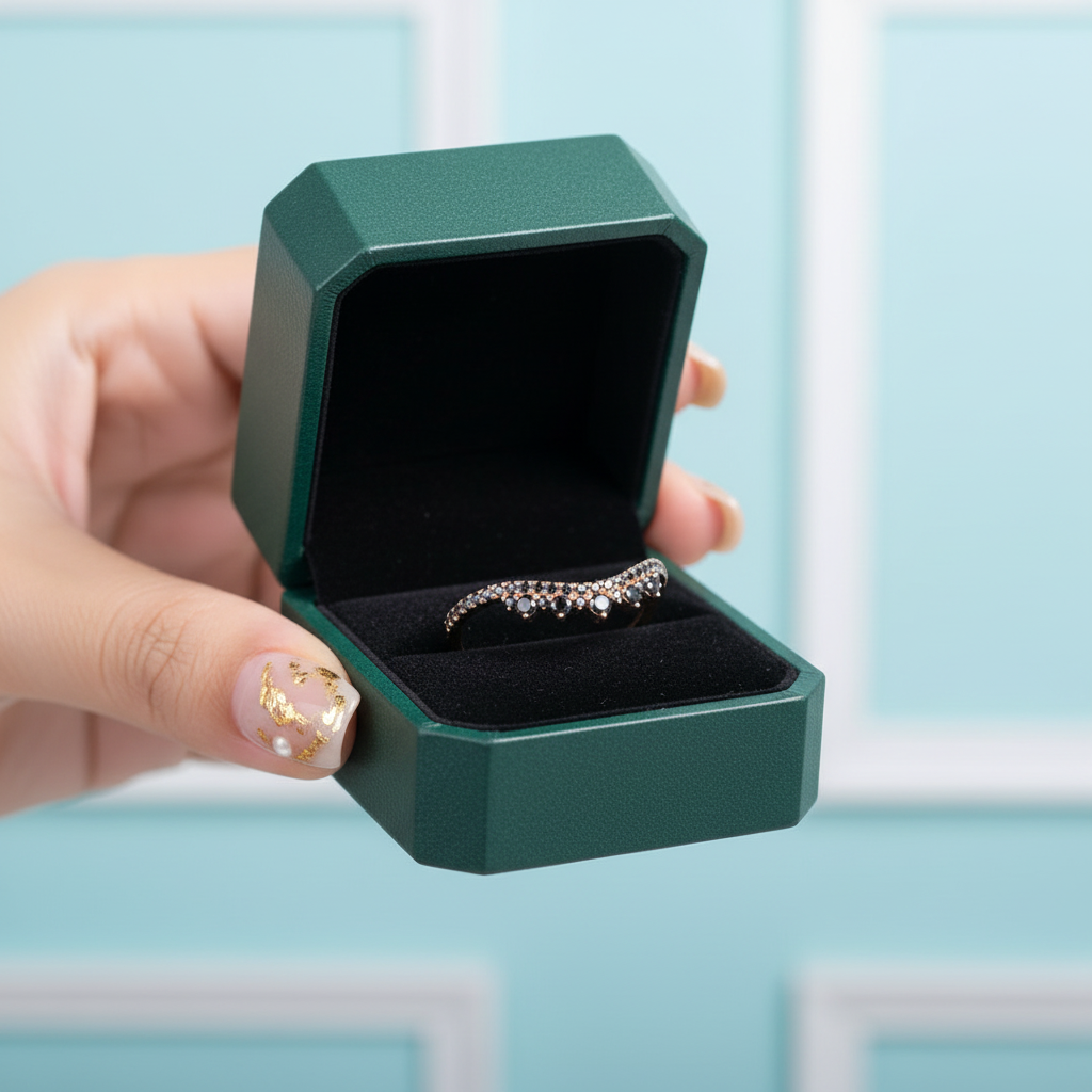 Black Diamond OptionStackable Rose Gold Wedding Band - Evani Naomi Jewelry