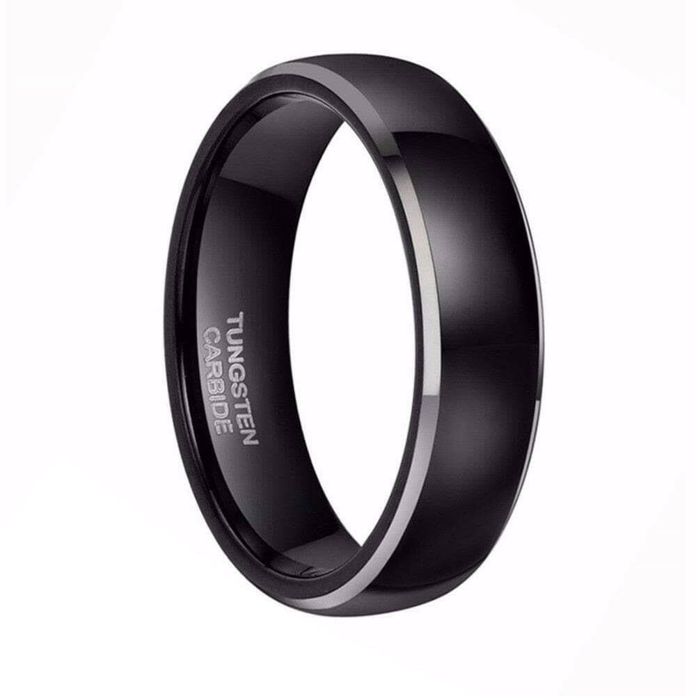 Black Dome Tungsten Men's Wedding Band-Evani Jewelry