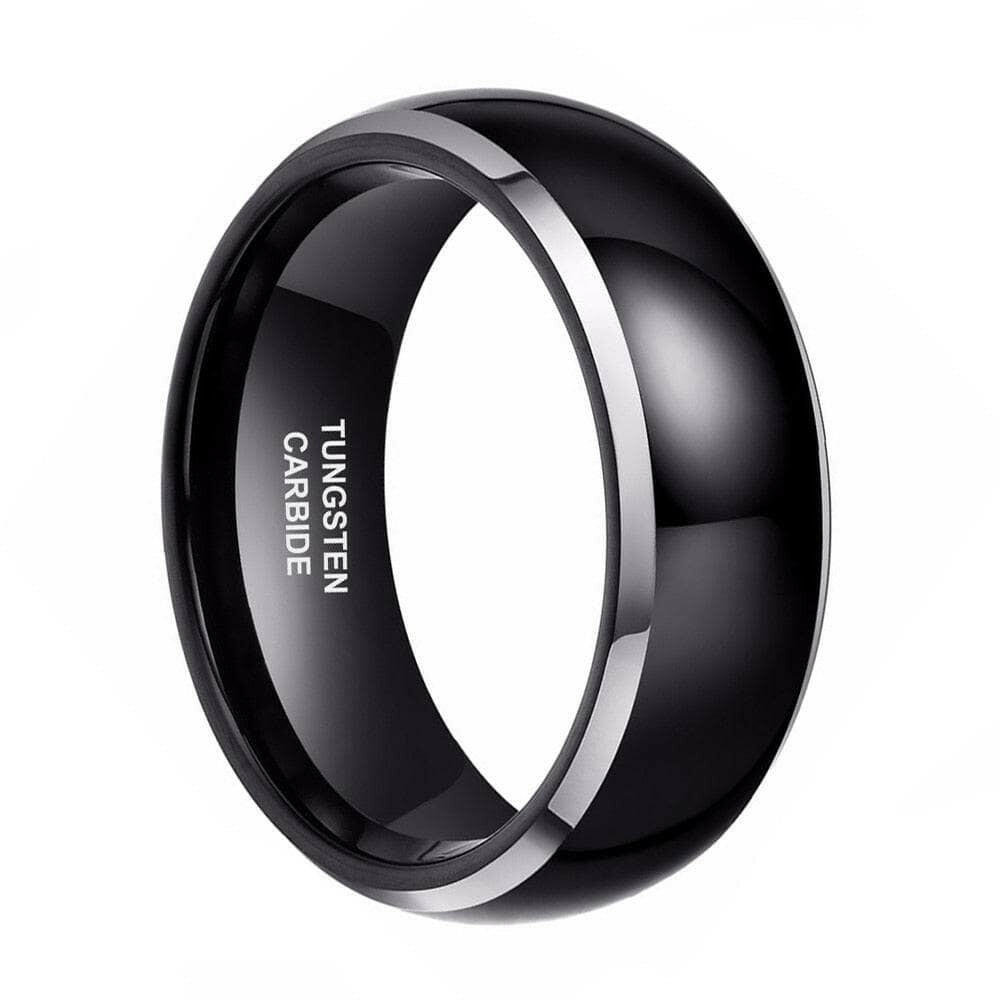 Black Dome Tungsten Men's Wedding Band-Evani Naomi Jewelry