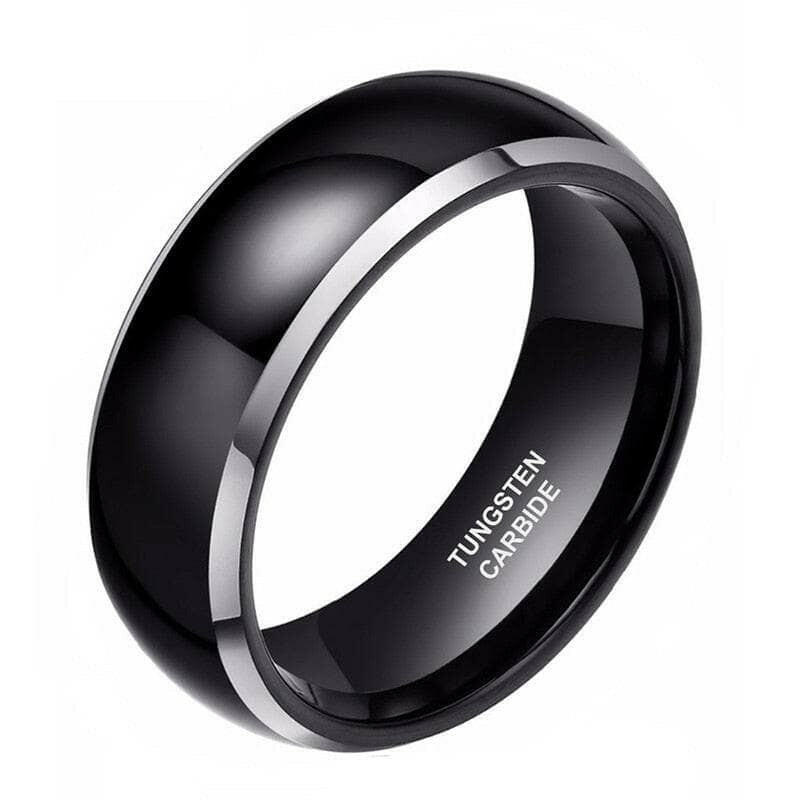 Black Dome Tungsten Men's Wedding Band-Evani Naomi Jewelry