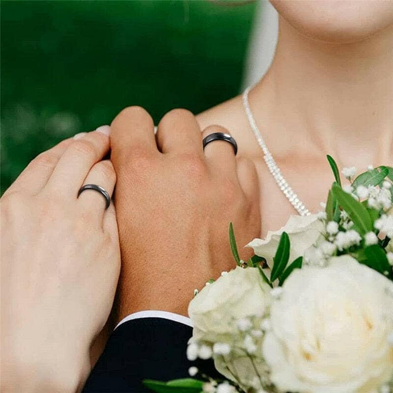 Black Dome Tungsten Unisex Wedding Band-Evani Naomi Jewelry