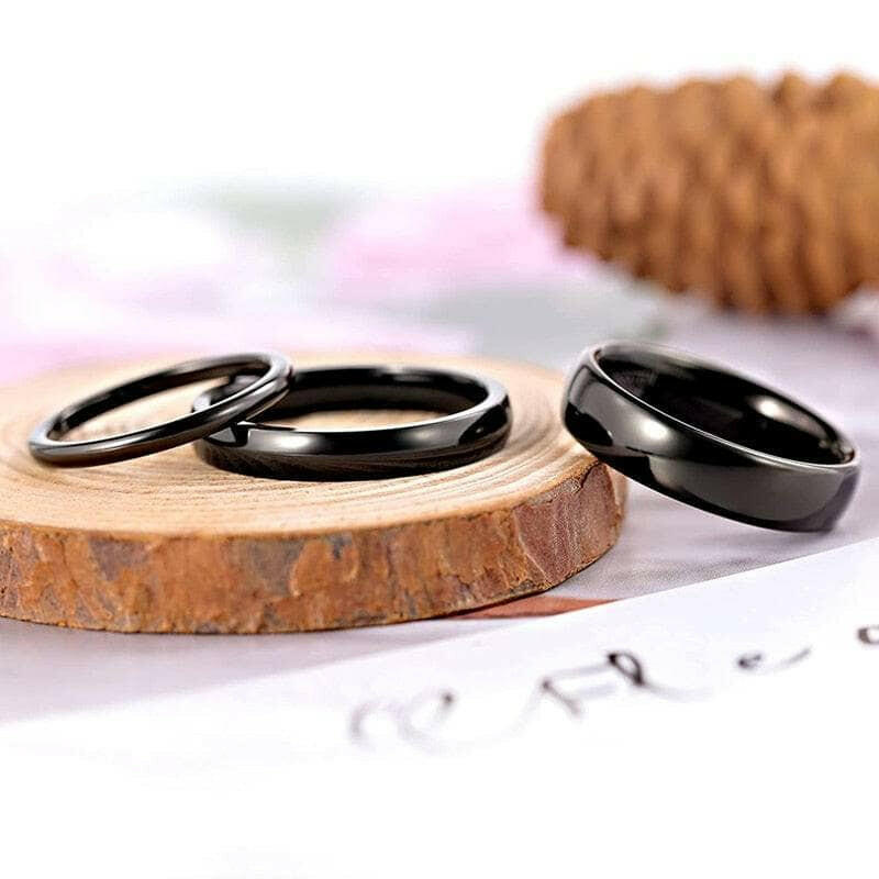 Black Dome Tungsten Unisex Wedding Band-Evani Naomi Jewelry