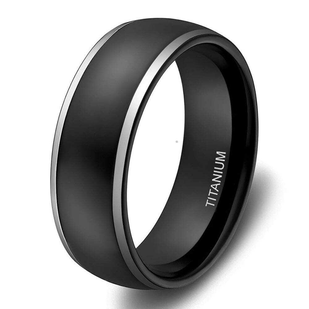 Black Domed Titanium Unisex Wedding Band-Evani Naomi Jewelry