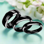 Black Domed Titanium Unisex Wedding Band-Evani Naomi Jewelry