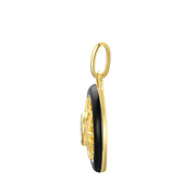 Black Enamel Round Diamond Delicate Sun Pendant-Evani Naomi Jewelry