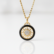 Black Enamel Round Diamond OptionDelicate Sun Pendant
