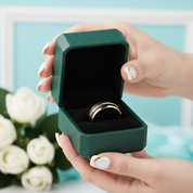 Black & Gold Beveled Edge Tungsten Men's Wedding Band - Evani Naomi Jewelry