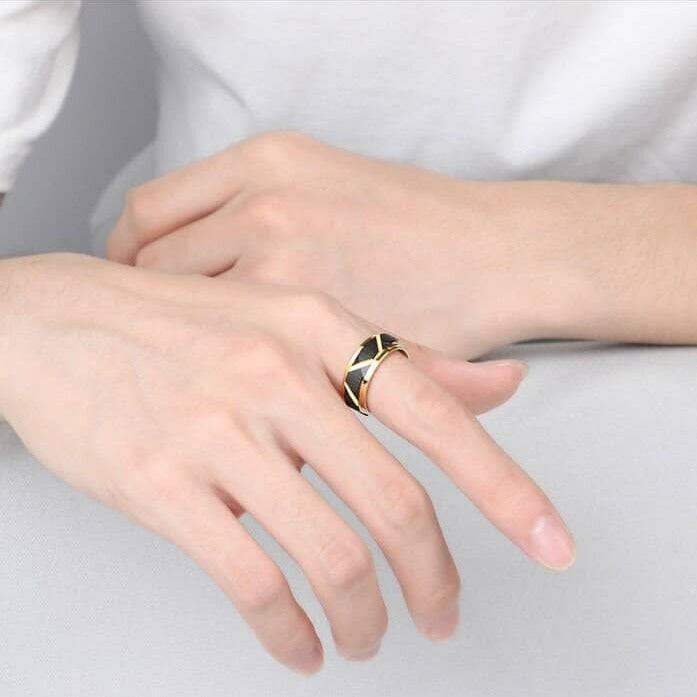 Black & Gold Tungsten Men's Wedding Band-Evani Naomi Jewelry