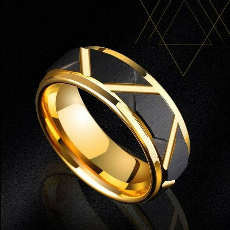 Black & Gold Tungsten Men's Wedding Band-Evani Naomi Jewelry