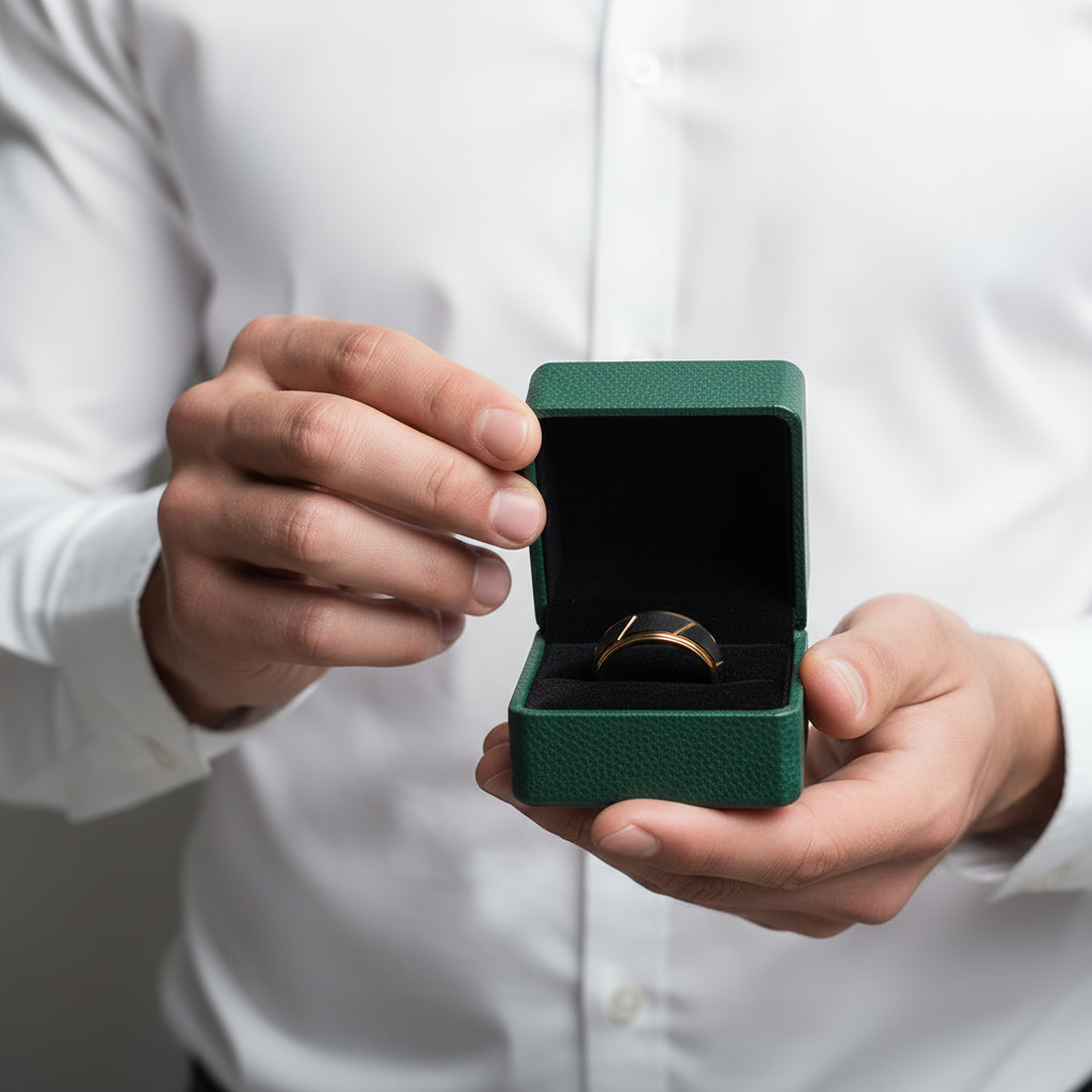 Black & Gold Tungsten Men's Wedding Band - Evani Naomi Jewelry