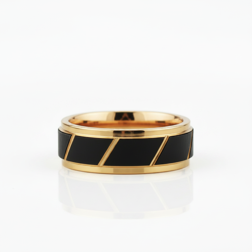 Black & Gold Tungsten Men's Wedding Band - Evani Naomi Jewelry