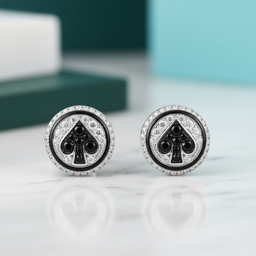 Black Heart Diamonds Stud Earrings-Evani Jewelry