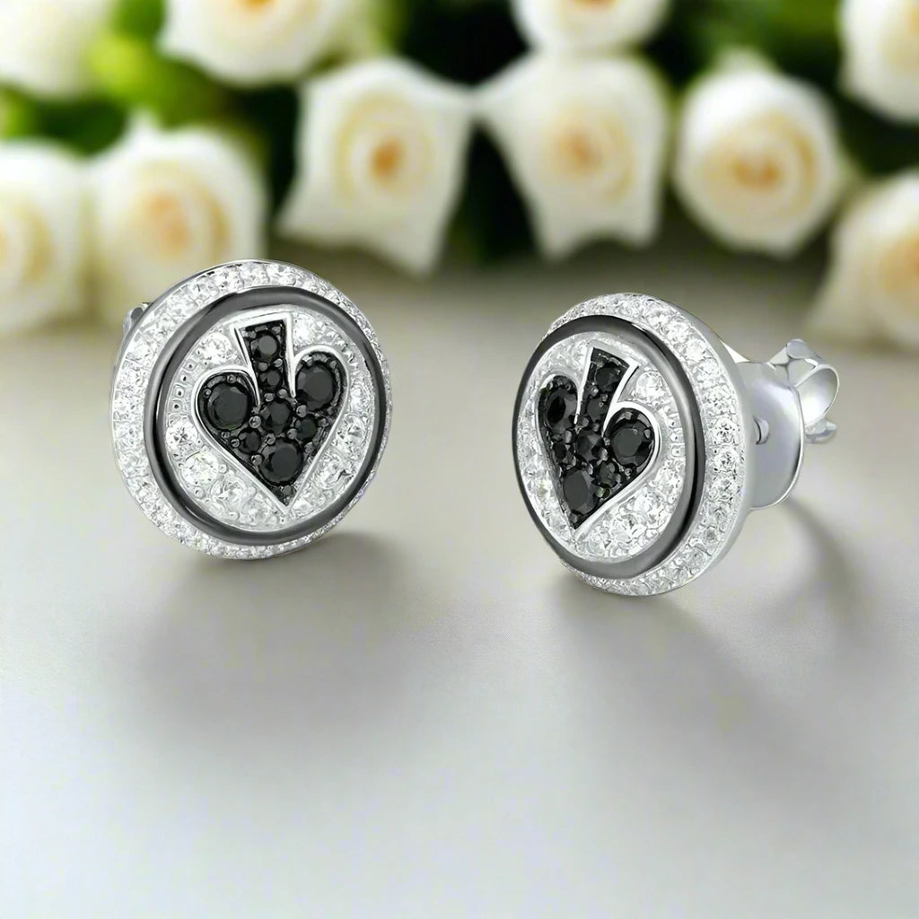 Black Heart Diamonds Stud Earrings-Evani Naomi Jewelry