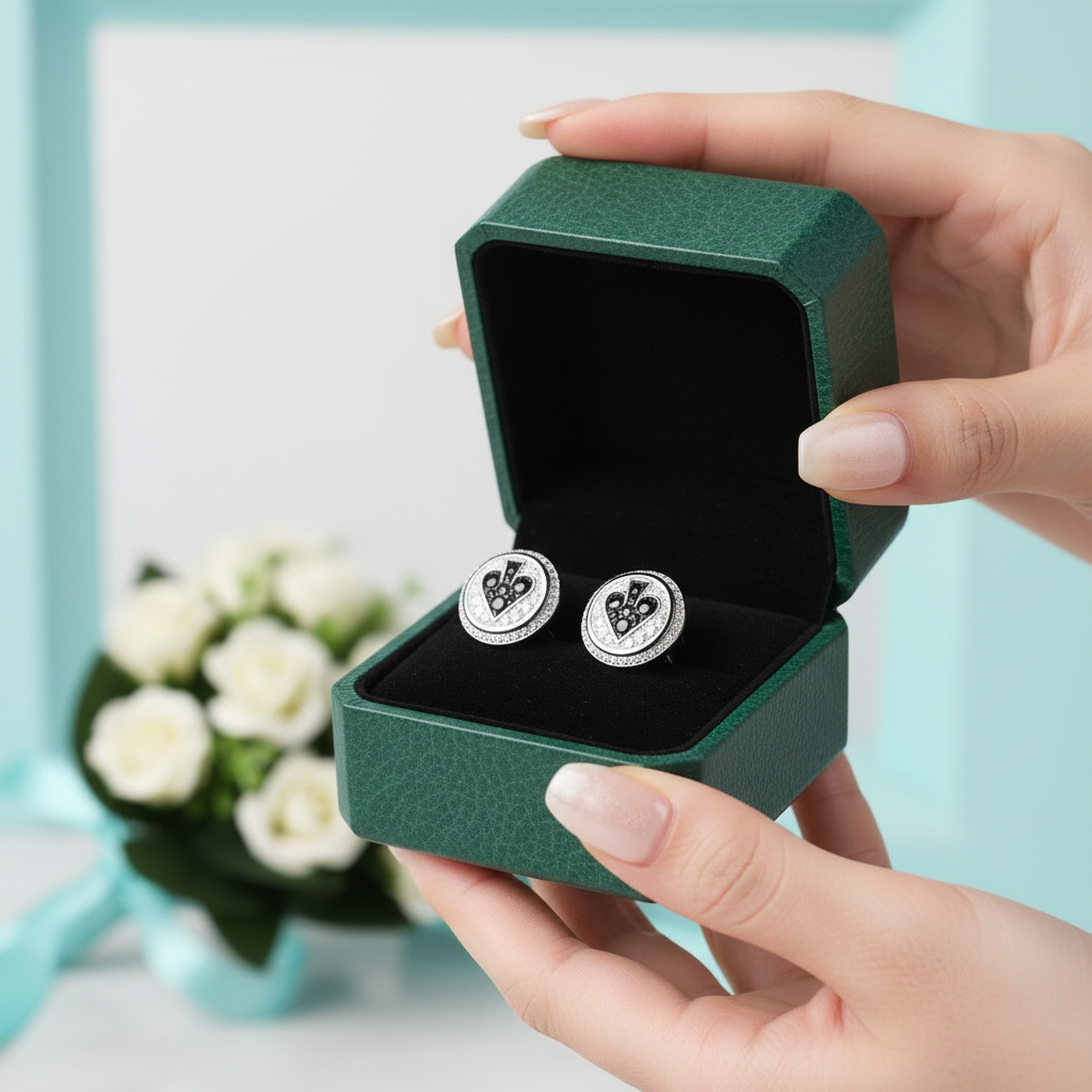 Black Heart Diamonds Stud Earrings