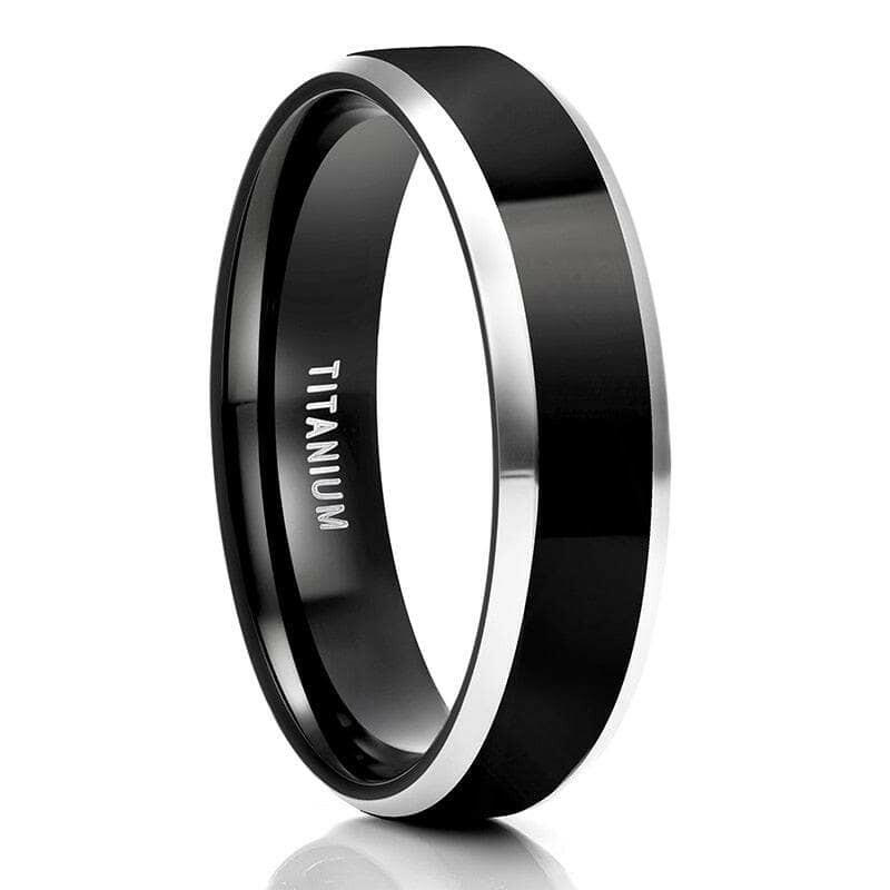 Black Polished Unisex Titanium Wedding Band-Evani Jewelry