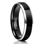 Black Polished Unisex Titanium Wedding Band-Evani Naomi Jewelry