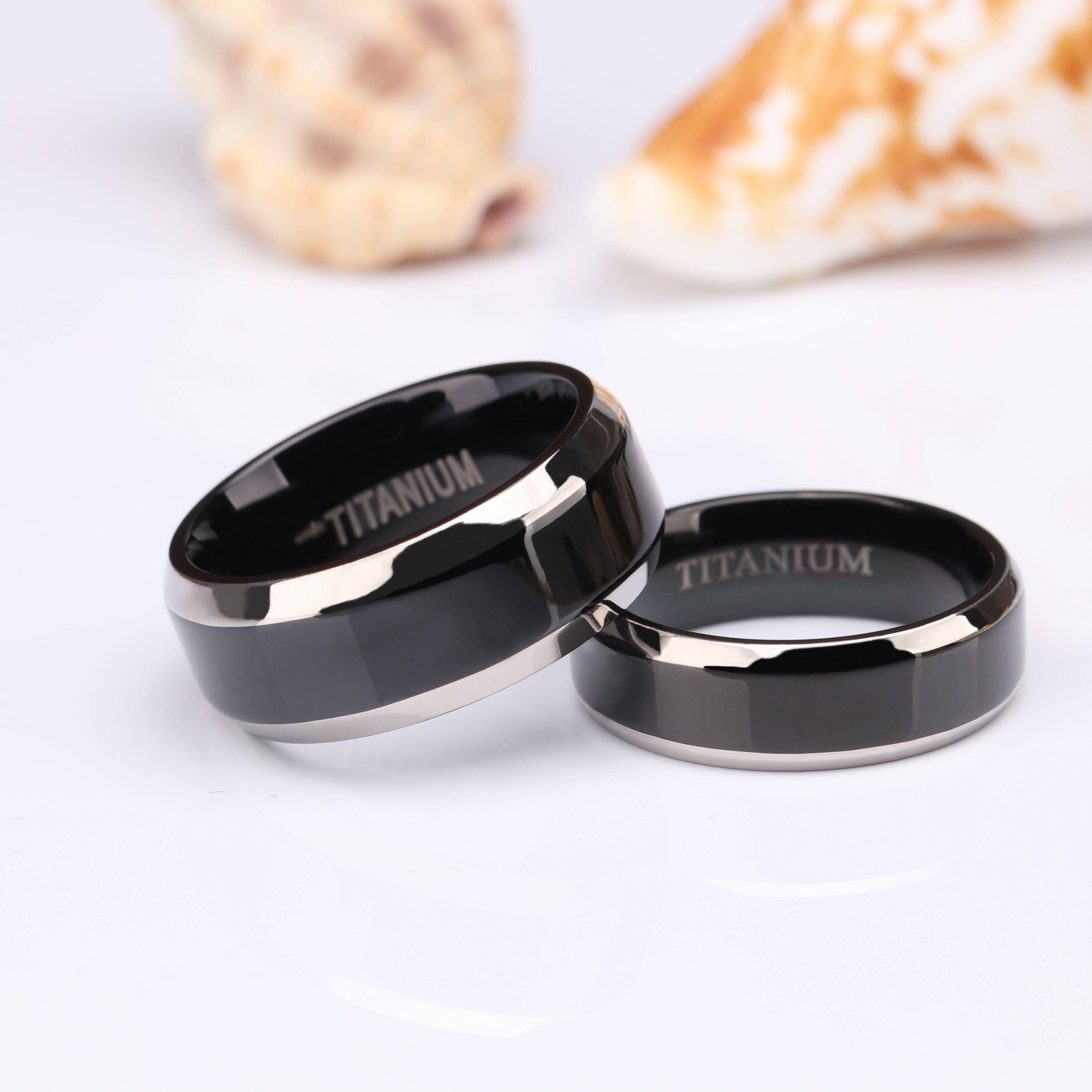 Black Polished Unisex Titanium Wedding Band-Evani Naomi Jewelry