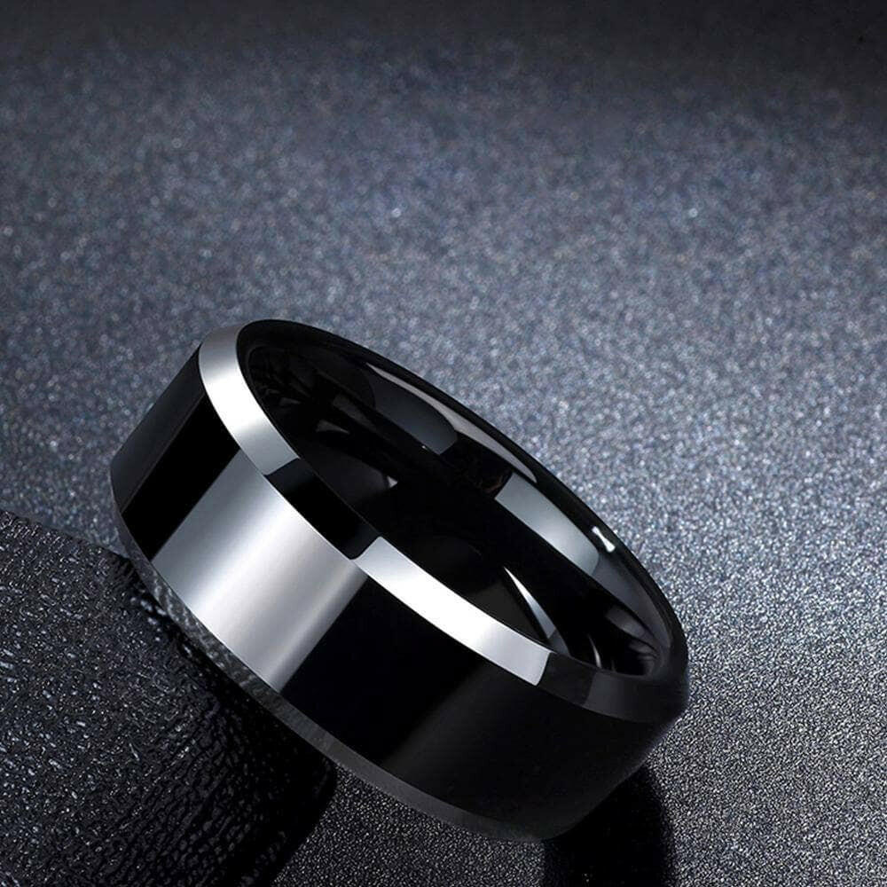 Black Polished Unisex Titanium Wedding Band-Evani Naomi Jewelry