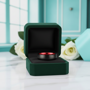 Black & Red Brushed Tungsten Men's Wedding Band - Evani Naomi Jewelry