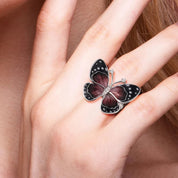 Black & Red Enamel Butterfly Ring-Evani Naomi Jewelry