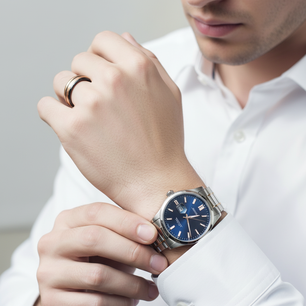 Black & Rose Gold Facet Finish 8mm Tungsten Wedding Band-Evani Jewelry