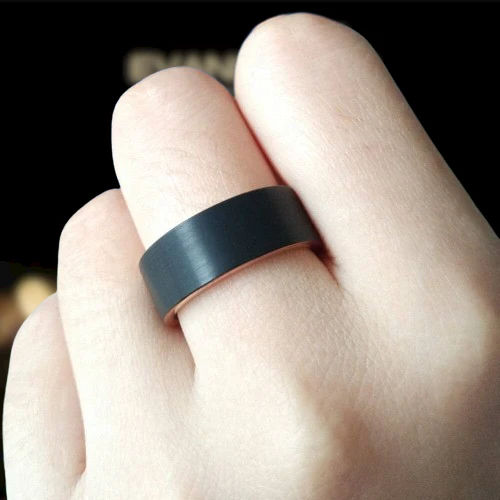 Black & Rose Gold Tungsten Men's Wedding Band-Evani Naomi Jewelry