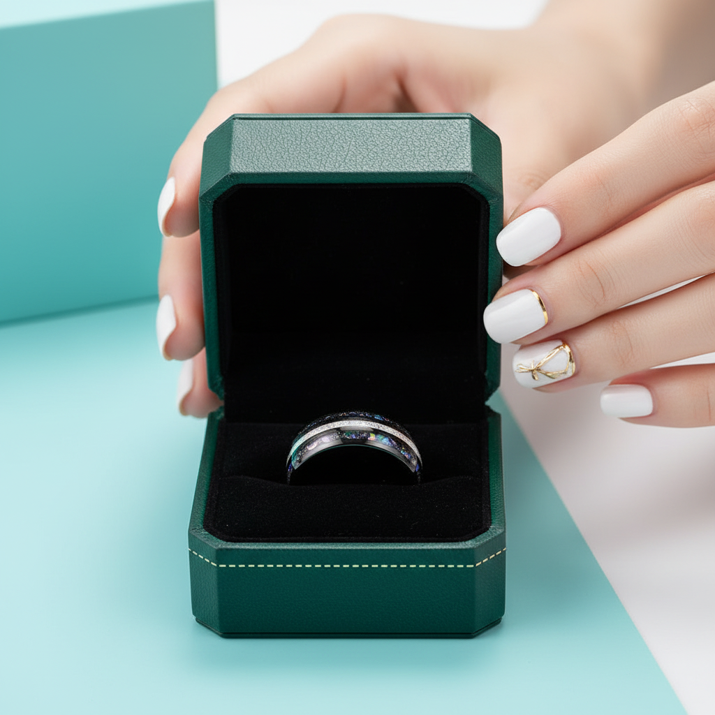 Black Sand & Stone Base Men's Tungsten Wedding Band - Evani Naomi Jewelry