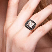 Black Spinel & Diamond Flower Ring-Evani Naomi Jewelry