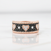 Black Spinel & Diamond OptionRose Heart Antique Ring - Evani Naomi Jewelry