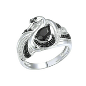 Black Spinel Swan Nature-Inspired Ring-Evani Naomi Jewelry