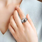 Black Spinel Swan Nature-Inspired Ring-Evani Naomi Jewelry
