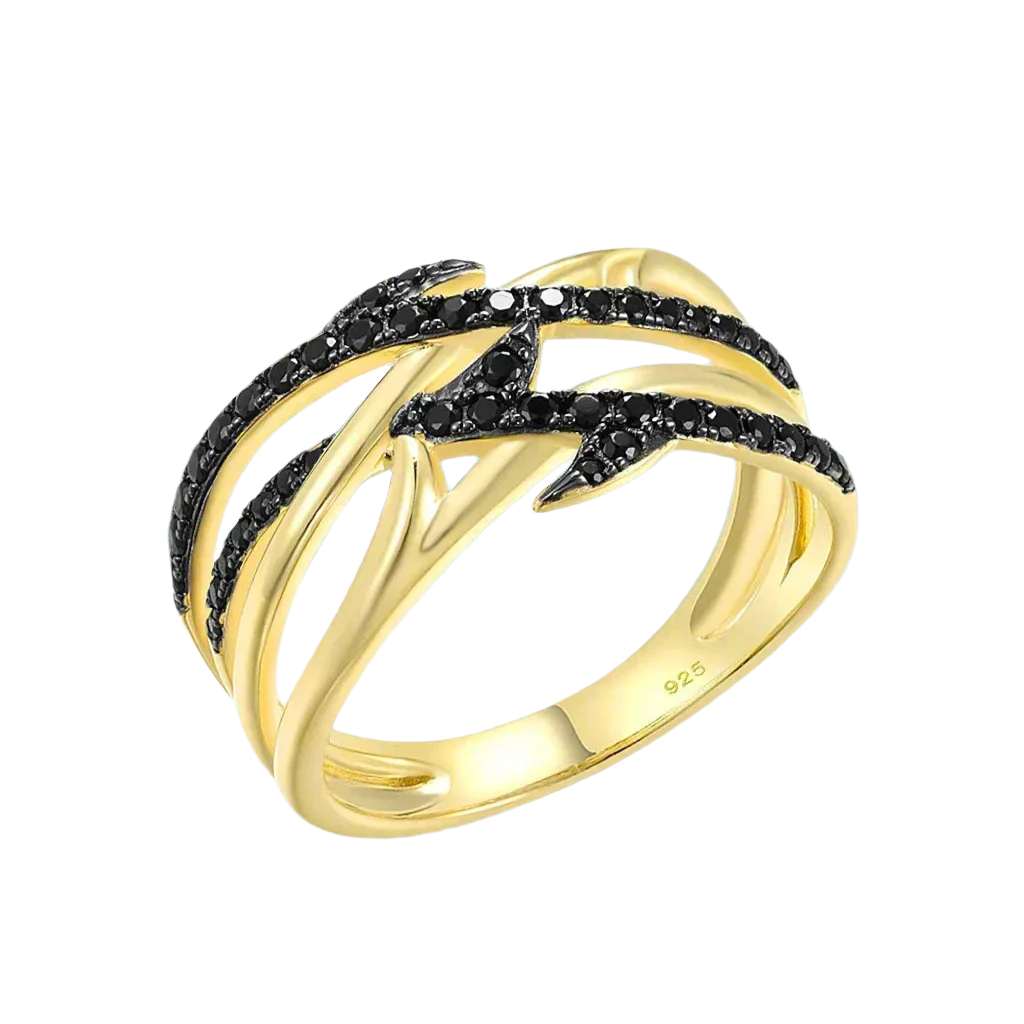Black Spinel Vine Ring-Evani Jewelry