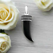 Black Stone and Tooth Gothic Pendant - Evani Naomi Jewelry