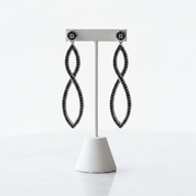 Black Stones Infinity Twist Drop Earrings