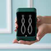 Black Stones Infinity Twist Drop Earrings