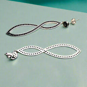Black Stones Infinity Twist Drop Earrings-Evani Naomi Jewelry