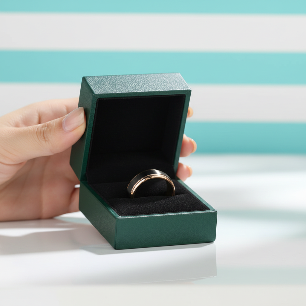 Black Surface & Rose Gold 8mm Tungsten Wedding Band - Evani Naomi Jewelry