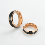 Black Surface & Rose Gold 8mm Tungsten Wedding Band - Evani Naomi Jewelry